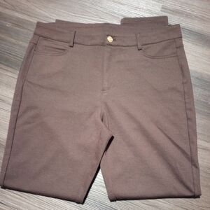 Michael Kors Dark Brown Flat Front Leggings